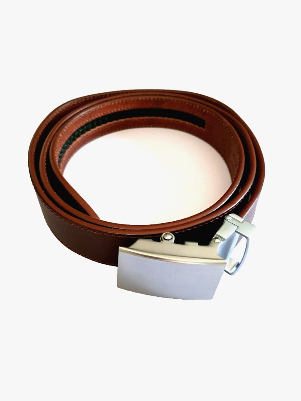Anson Belt & Buckle Men's Brown Leather Ratchet Belt Steel Buckle - 44" to 50"